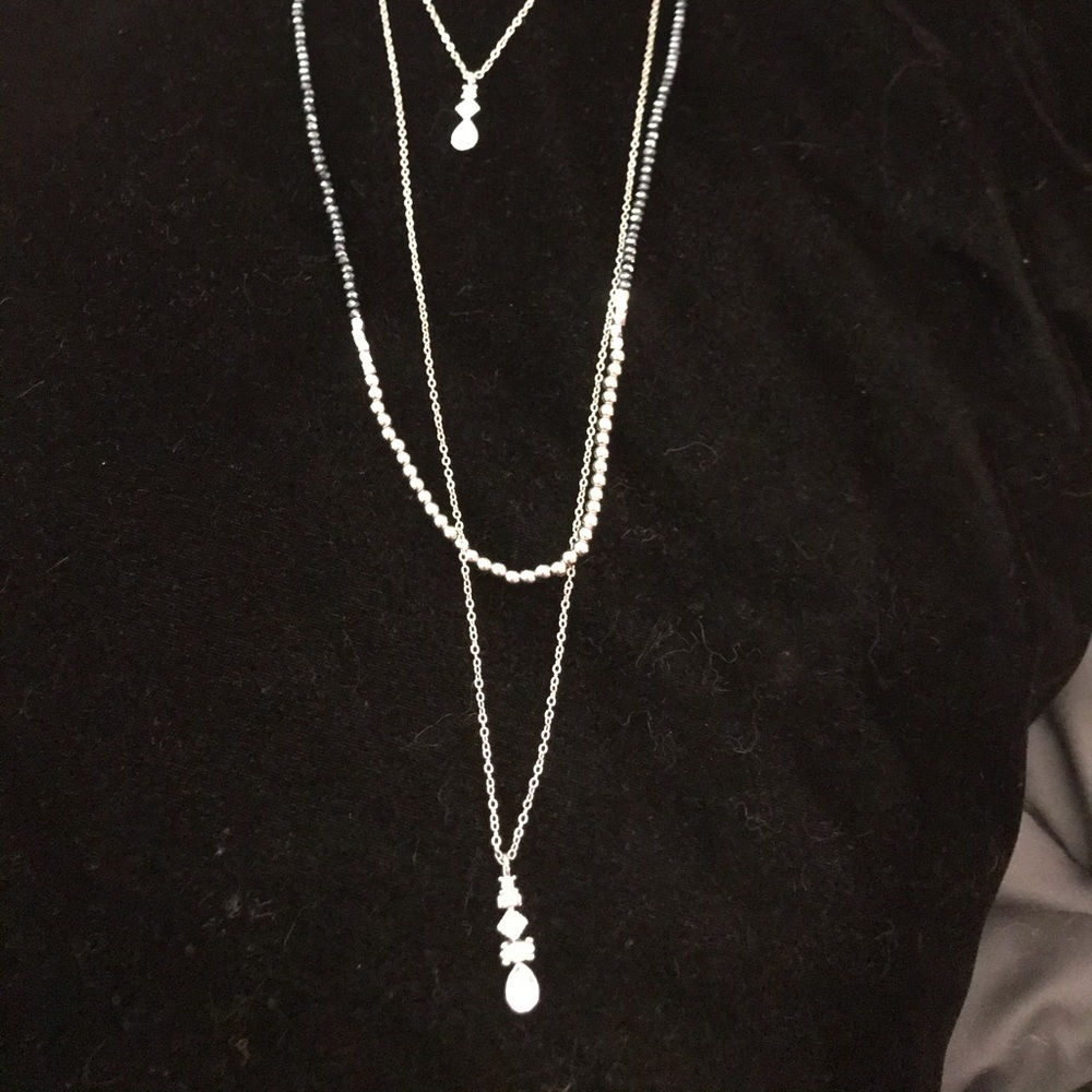 Layered silver necklace